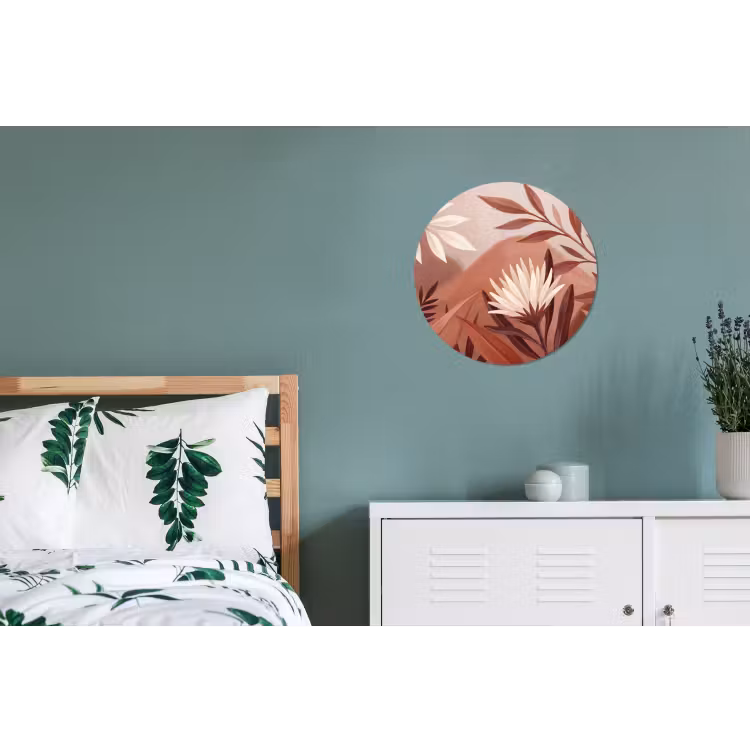 Planten - Bladeren - Botanisch - Modern - Bruin Wandcirkel aluminium klein -slaapkamer