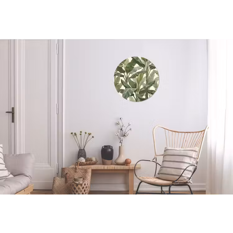Planten - Bladeren - Tropisch - Groen Wandcirkel aluminium klein -woonkamer