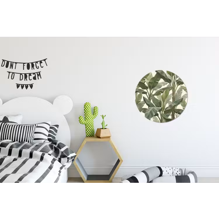 Planten - Bladeren - Tropisch - Groen Wandcirkel aluminium klein -kinderkamer