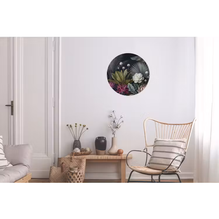 Planten - Tropisch - Botanisch - Donker - Groen Wandcirkel aluminium klein -woonkamer