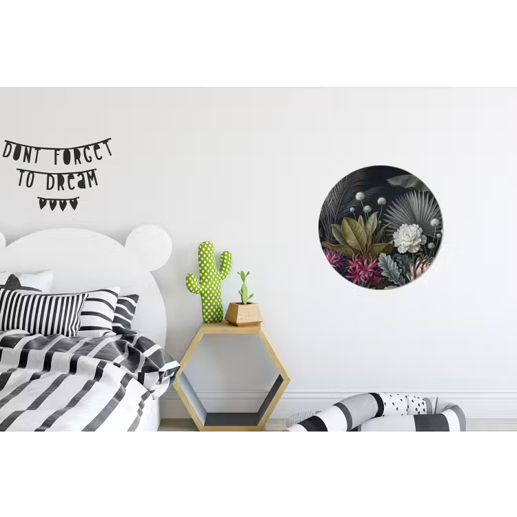 Planten - Tropisch - Botanisch - Donker - Groen Wandcirkel aluminium klein -kinderkamer