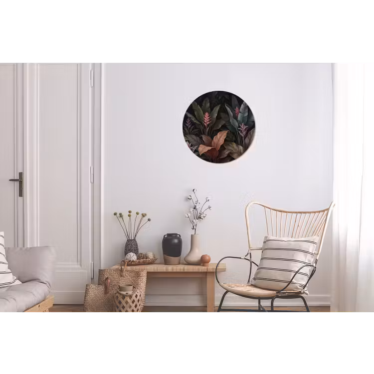 Planten - Tropisch - Jungle - Donker - Natuur Wandcirkel aluminium klein -woonkamer
