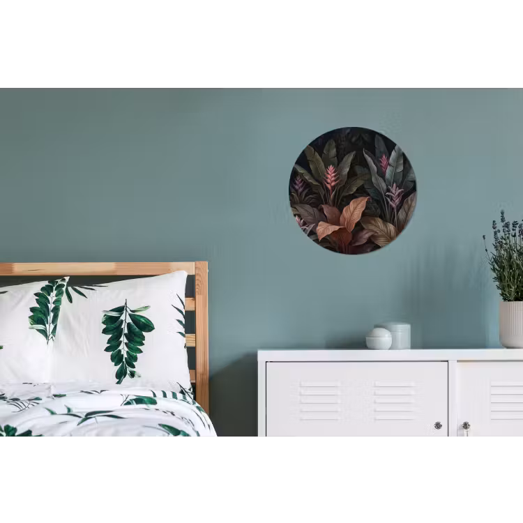 Planten - Tropisch - Jungle - Donker - Natuur Wandcirkel aluminium klein -slaapkamer