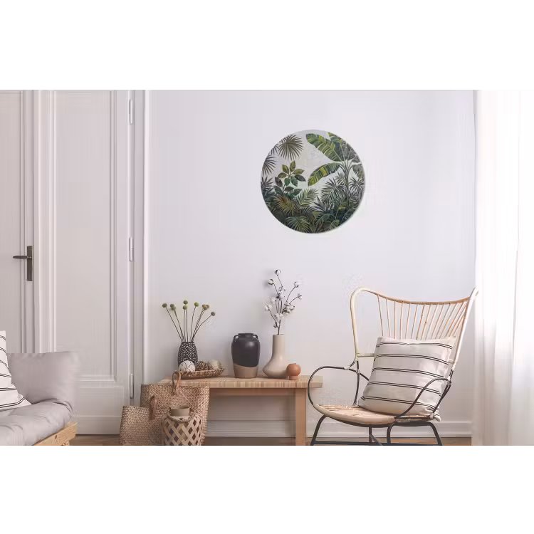 Planten - Tropisch - Mozaïek - Groen - Natuur Wandcirkel aluminium klein -woonkamer