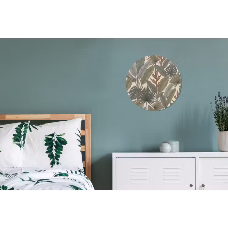 Planten - Tropisch - Natuur - Illustratie - Groen Wandcirkel aluminium klein -slaapkamer