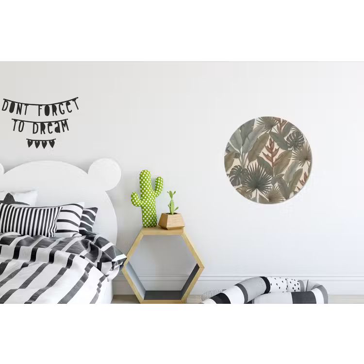 Planten - Tropisch - Natuur - Illustratie - Groen Wandcirkel aluminium klein -kinderkamer