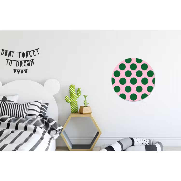 Polkadots - Patroon - Groen Wandcirkel aluminium klein 190 -kinderkamer