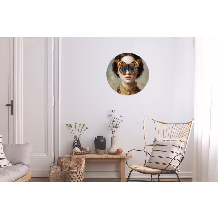 Portret - Vlinder - Kleurrijk Wandcirkel aluminium klein -woonkamer