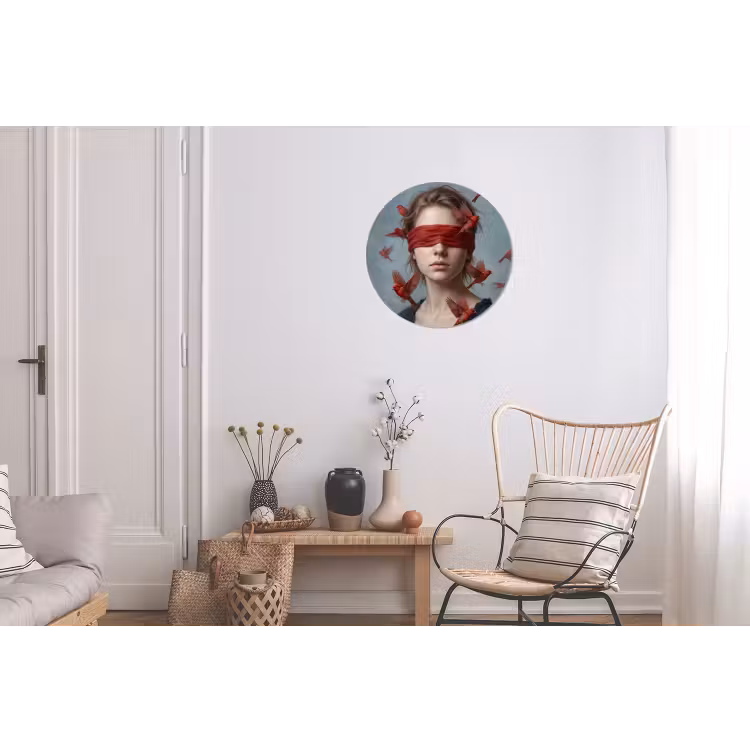 Portret - Krachtig - Rood Wandcirkel aluminium klein -woonkamer
