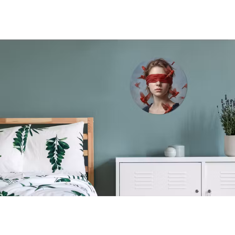 Portret - Krachtig - Rood Wandcirkel aluminium klein -slaapkamer