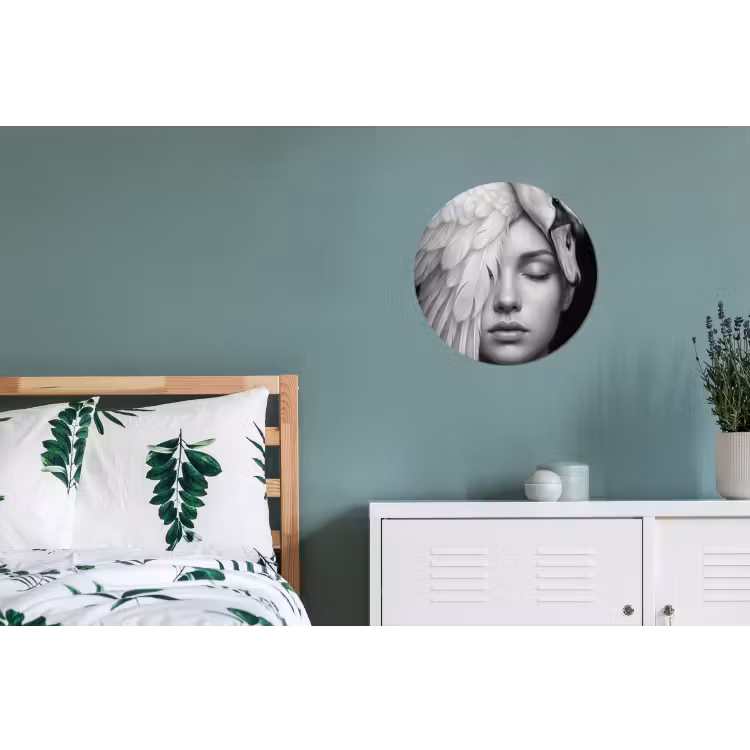 Portret - Zwaan - Zwart - Wit Wandcirkel aluminium klein -slaapkamer