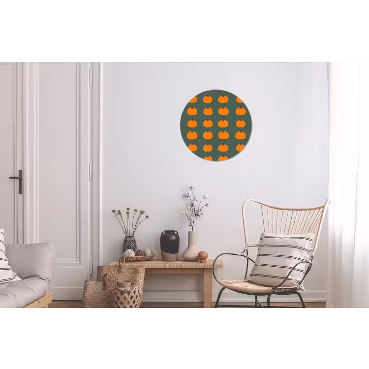 Pompoen - Patroon - Oranje Wandcirkel aluminium klein 190 -woonkamer