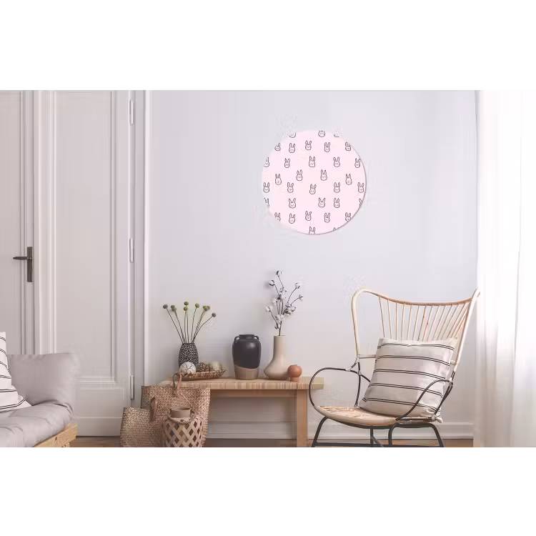 Konijnen - Minimalistisch - Roze Wandcirkel aluminium klein 190 -woonkamer
