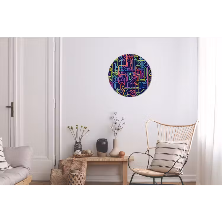 Retro - Abstract - Neon Wandcirkel aluminium klein -woonkamer