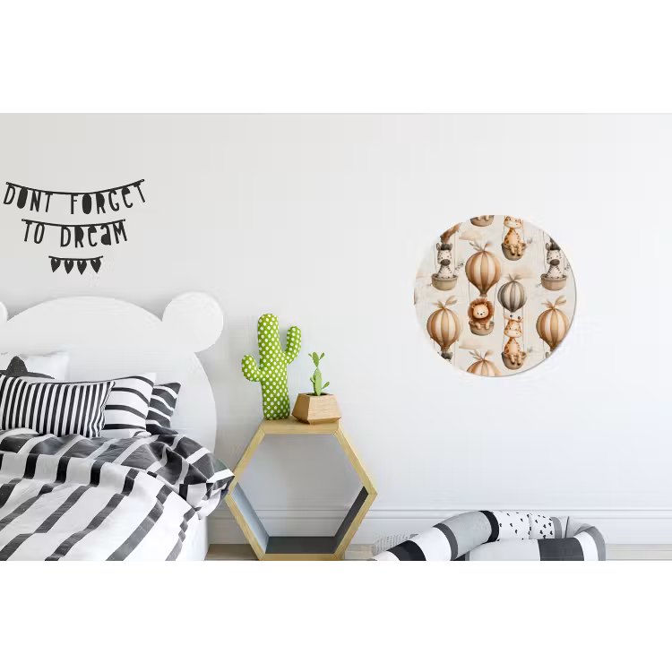 Safari - Luchtballonen - Taupe Wandcirkel aluminium klein 190 -kinderkamer