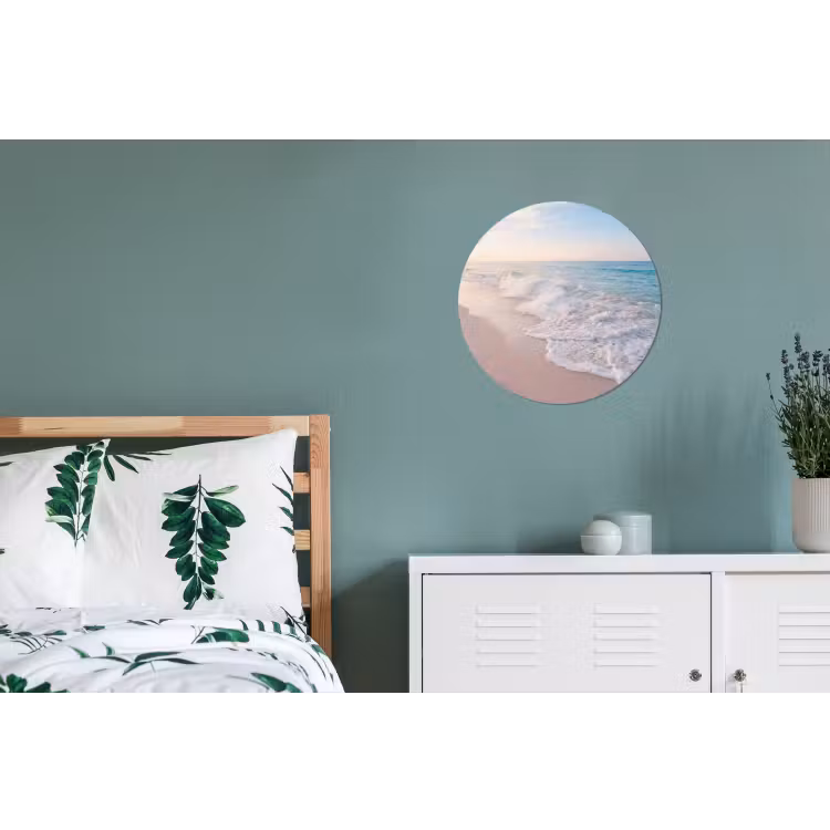 Zee - Golven - Strand - Natuur - Wit Wandcirkel aluminium klein -slaapkamer