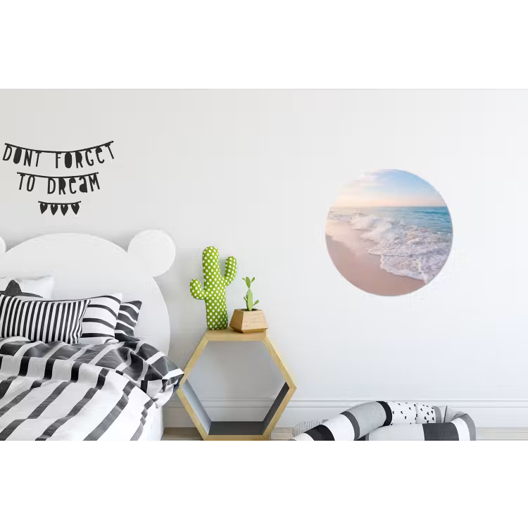 Zee - Golven - Strand - Natuur - Wit Wandcirkel aluminium klein -kinderkamer
