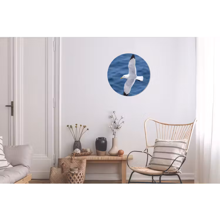 Zeemeeuw - Oceaan - Blauw Wandcirkel aluminium klein -woonkamer