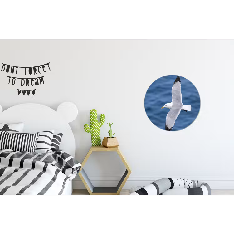 Zeemeeuw - Oceaan - Blauw Wandcirkel aluminium klein -kinderkamer
