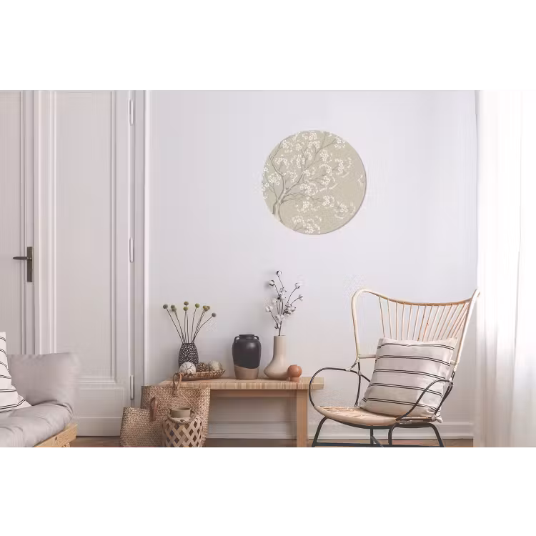 Sereen - Bloesem - Wit Wandcirkel aluminium klein -woonkamer