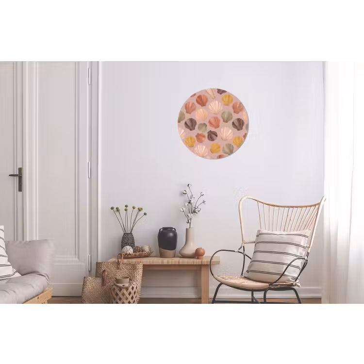 Schelp - Patroon - Zee - Aquarel - Aardetinten Wandcirkel aluminium klein -woonkamer