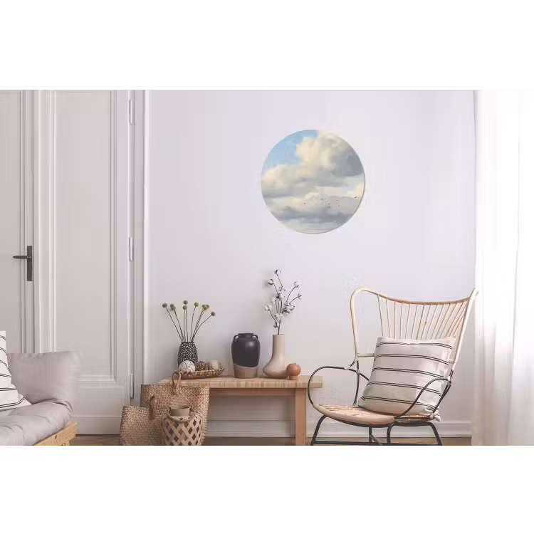 Lucht - Wolken - Natuur - Klassiek - Blauw Wandcirkel aluminium klein -woonkamer