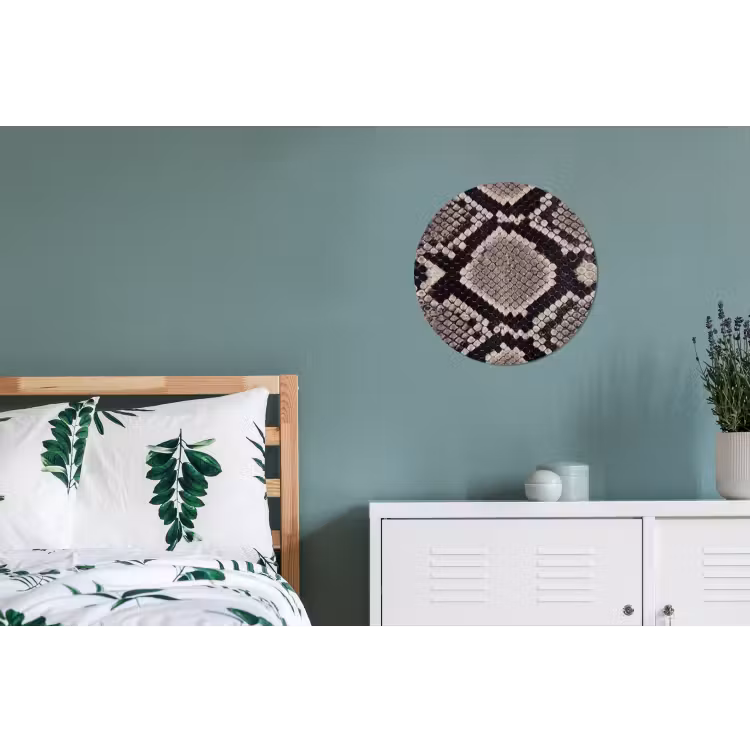 Slangenleer - Patroon - Beige Wandcirkel aluminium klein -slaapkamer