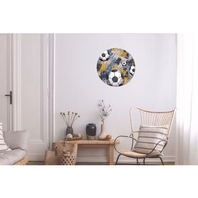 Voetbal - Abstract - Sport - Kleurrijk Wandcirkel aluminium klein -woonkamer