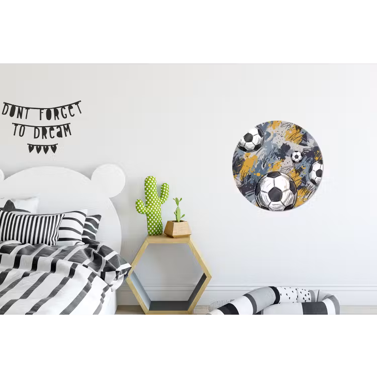 Voetbal - Abstract - Sport - Kleurrijk Wandcirkel aluminium klein -kinderkamer