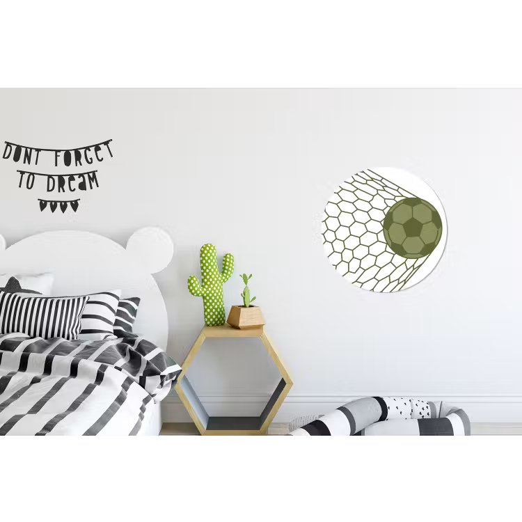 Voetbal - Goal - Sport - Groen Wandcirkel aluminium klein -kinderkamer