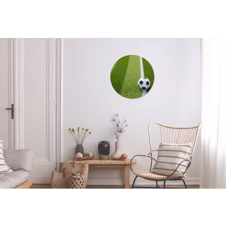 Voetbal - Grasveld - Sport - Groen Wandcirkel aluminium klein -woonkamer