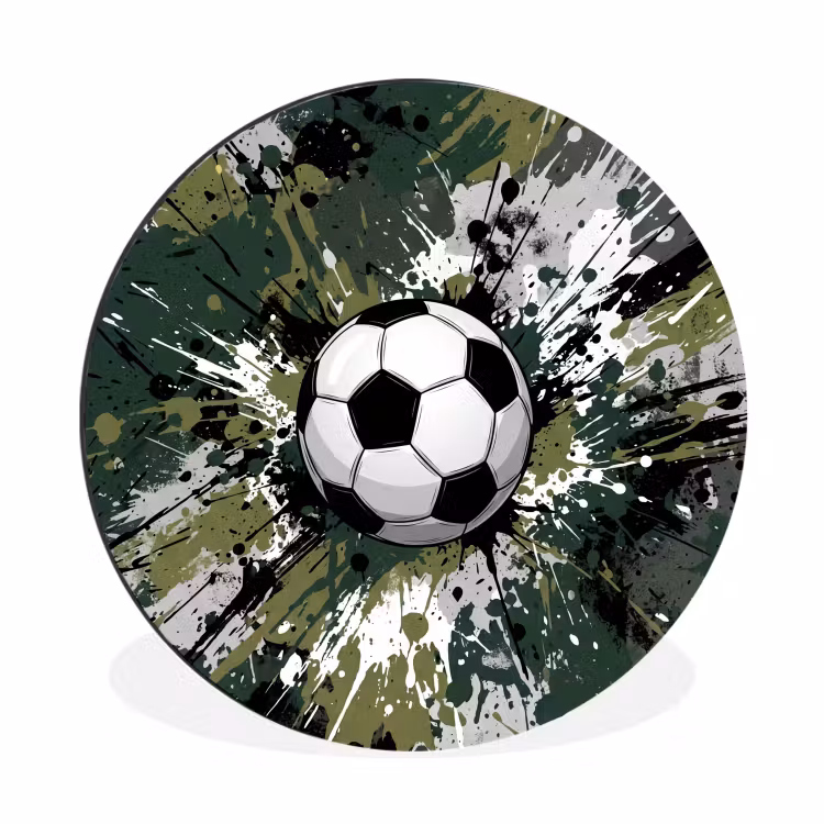 Voetbal - Verf - Spetters - Groen Wandcirkel aluminium klein -3d