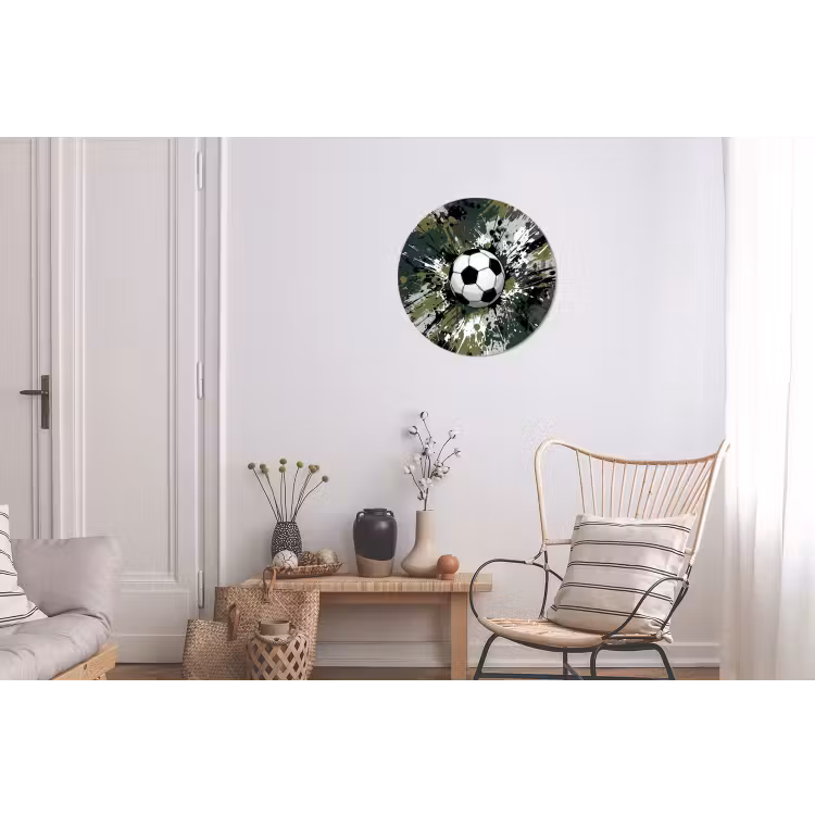 Voetbal - Verf - Spetters - Groen Wandcirkel aluminium klein -woonkamer