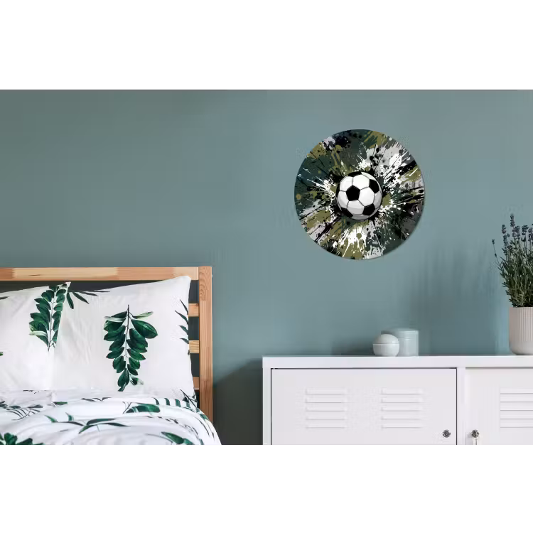 Voetbal - Verf - Spetters - Groen Wandcirkel aluminium klein -slaapkamer