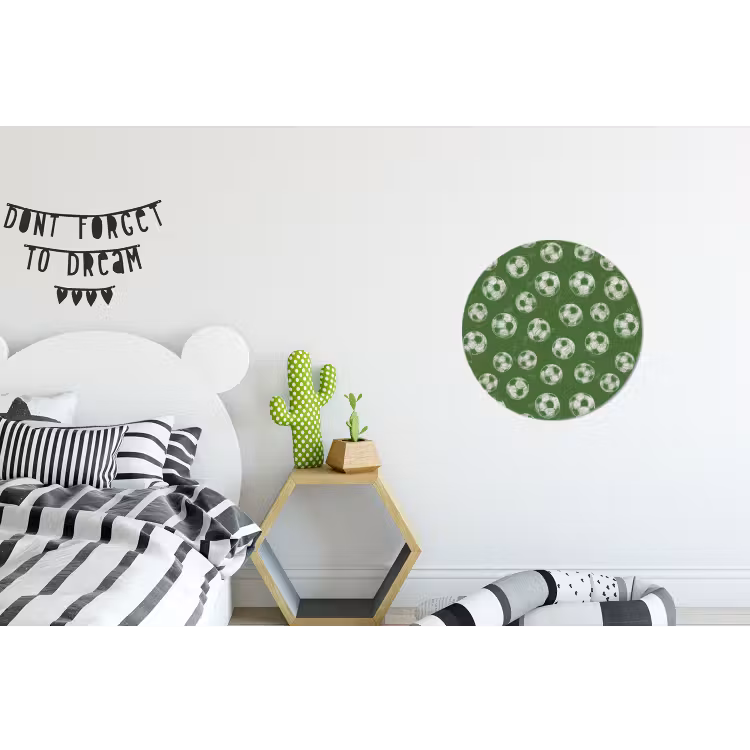 Voetbal - Sport - Groen Wandcirkel aluminium klein 190 -kinderkamer
