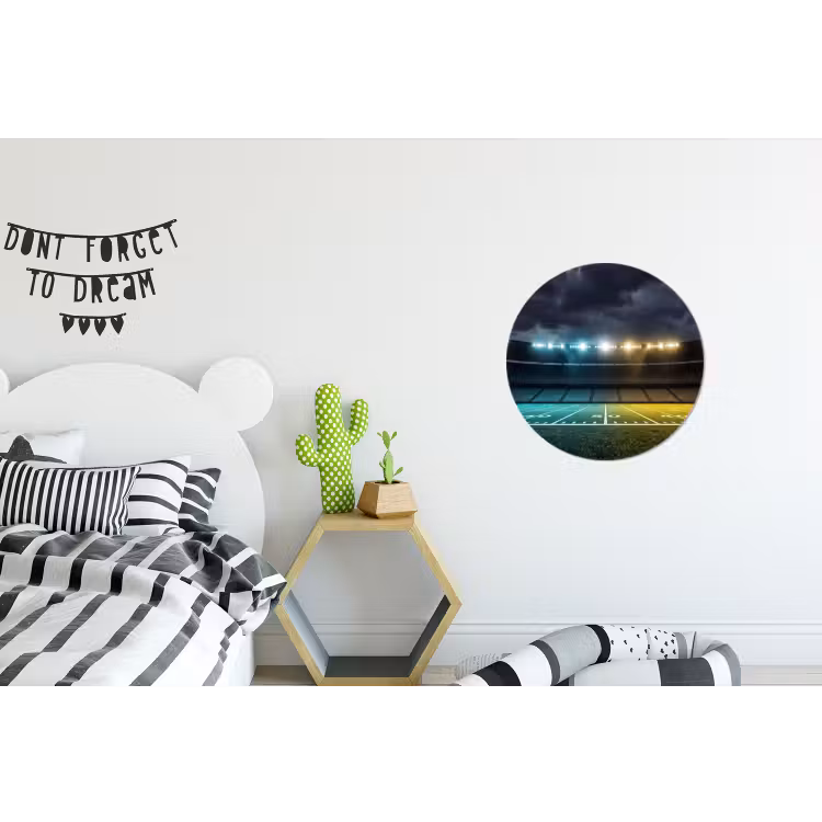 Voetbal - Stadion - Nacht - Modern Wandcirkel aluminium klein -kinderkamer