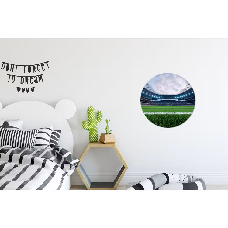 Voetbal - Stadion - Sport - Groen Wandcirkel aluminium klein -kinderkamer