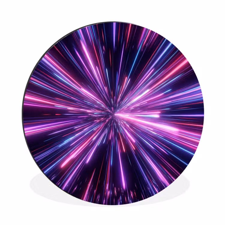 Lichtsnelheid - Ruimte - Roze - Paars Wandcirkel aluminium klein -3d