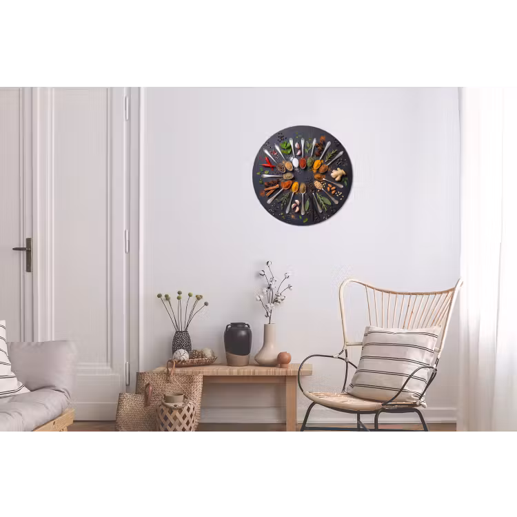 Kruiden - Lepels - Culinair - Kleurrijk - Sfeervol Wandcirkel aluminium klein -woonkamer