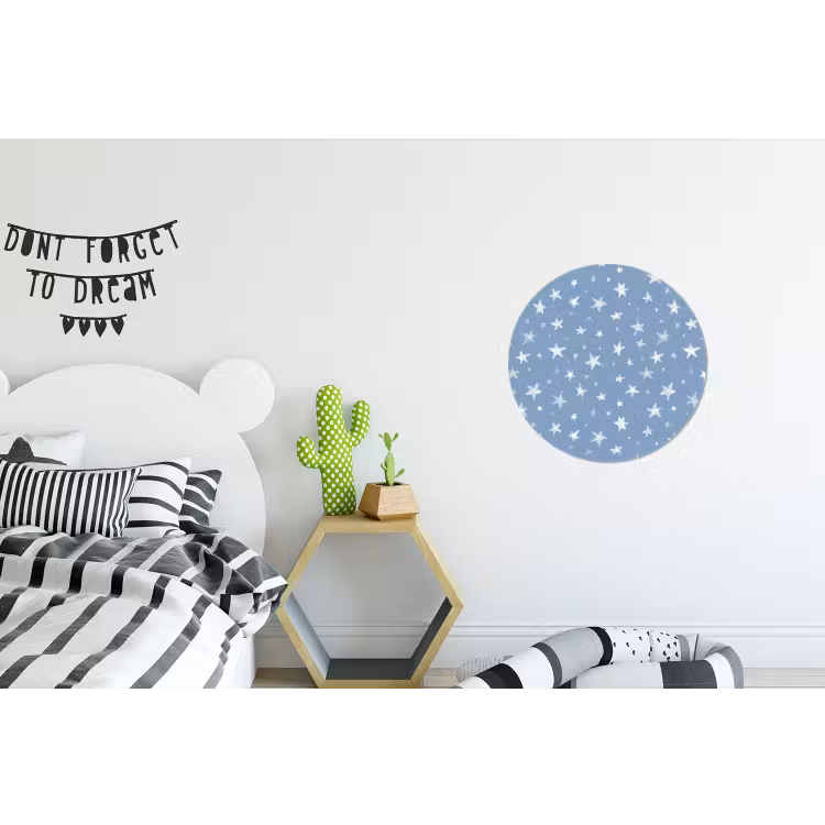 Sterretjes - Patroon - Blauw Wandcirkel aluminium klein 190 -kinderkamer