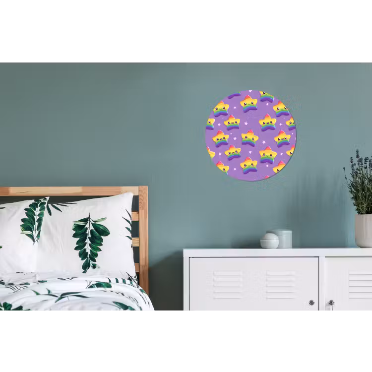 Sterren - Regenboog - Paars Wandcirkel aluminium klein 190 -slaapkamer