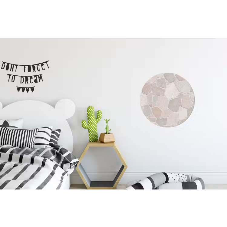 Steen - Patroon - Textuur - Beige Wandcirkel aluminium klein -kinderkamer