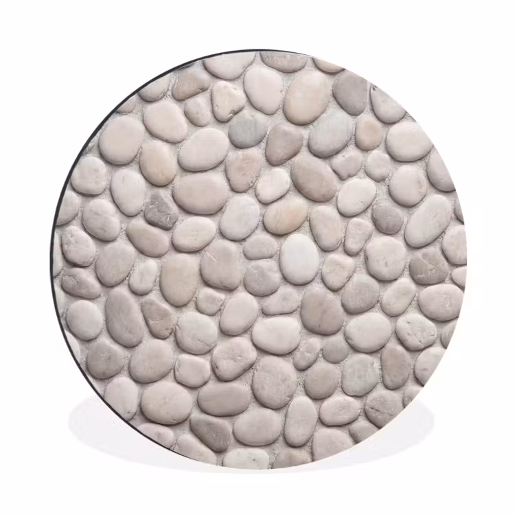 Steen - Kiezel - Natuur - Minimalistisch - Beige Wandcirkel aluminium klein -3d