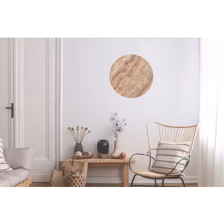 Steen - Ader - Natuur - Modern - Beige Wandcirkel aluminium klein -woonkamer