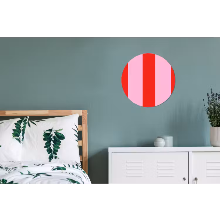 Strepen - Klassiek - Roze Wandcirkel aluminium klein 190 -slaapkamer