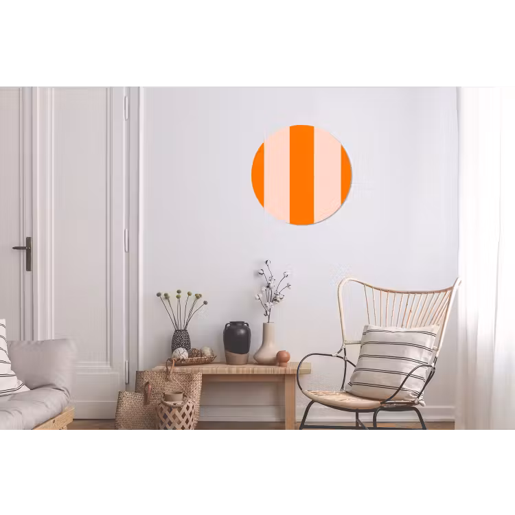Strepen - Modern - Oranje Wandcirkel aluminium klein 190 -woonkamer