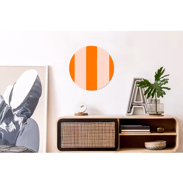 Strepen - Modern - Oranje Wandcirkel aluminium klein 190 -kantoor
