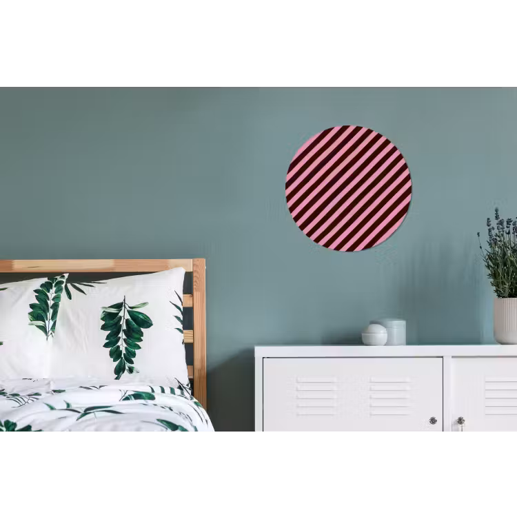 Strepen - Roze - Bruin Wandcirkel aluminium klein 190 -slaapkamer