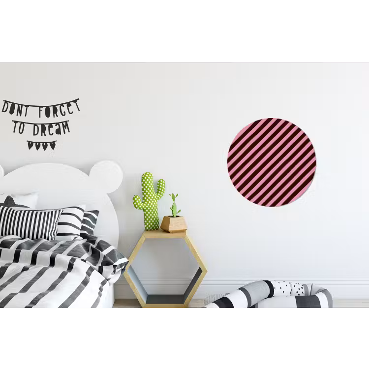 Strepen - Roze - Bruin Wandcirkel aluminium klein 190 -kinderkamer
