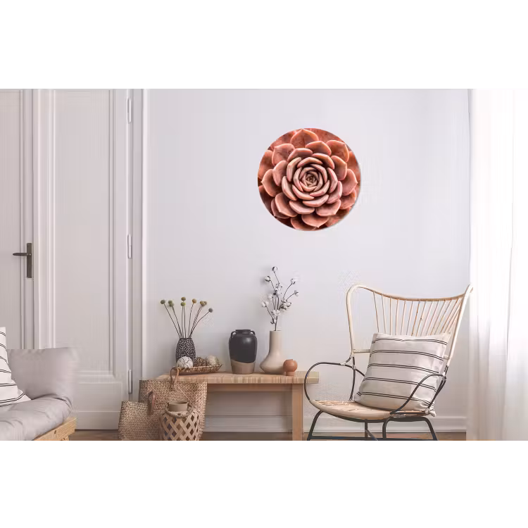 Vetplant - Organisch - Roze Wandcirkel aluminium klein -woonkamer
